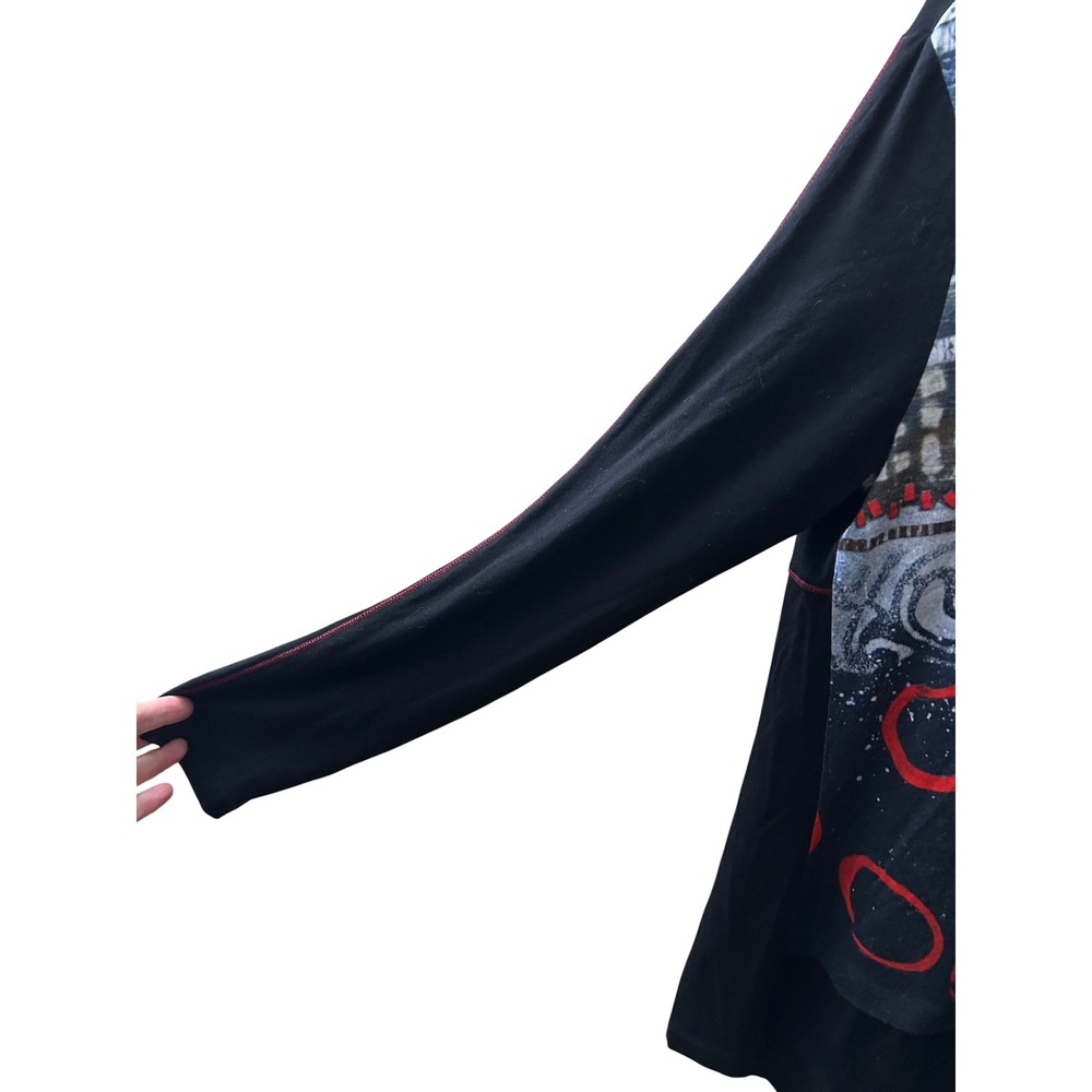 Art by Dolcezza Black Cowl Neck Artistic Print Buttons Size M - Picture 5 of 6